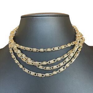 Vintage Signed Germany Gold Tone Lightweight Snail Chain 54” L Necklace